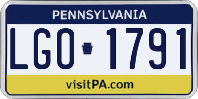 PA license plate LGO1791