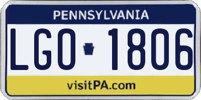 PA license plate LGO1806