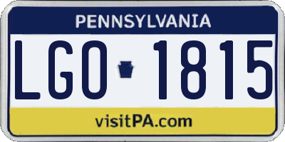 PA license plate LGO1815