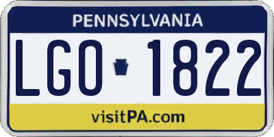PA license plate LGO1822