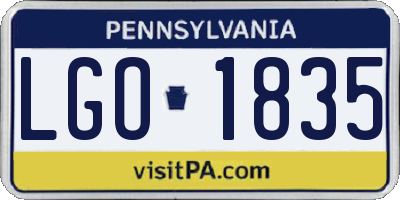 PA license plate LGO1835