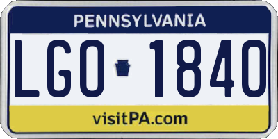 PA license plate LGO1840