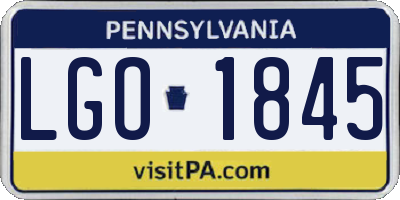 PA license plate LGO1845