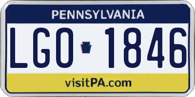PA license plate LGO1846