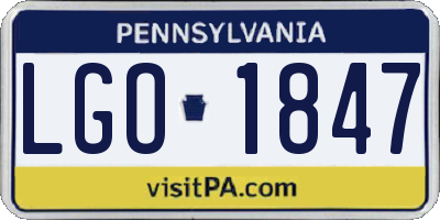 PA license plate LGO1847