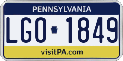 PA license plate LGO1849