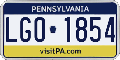 PA license plate LGO1854