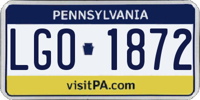 PA license plate LGO1872
