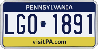 PA license plate LGO1891