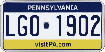 PA license plate LGO1902