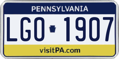 PA license plate LGO1907