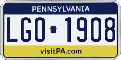 PA license plate LGO1908