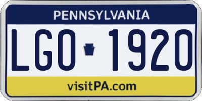 PA license plate LGO1920