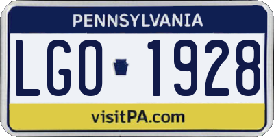 PA license plate LGO1928