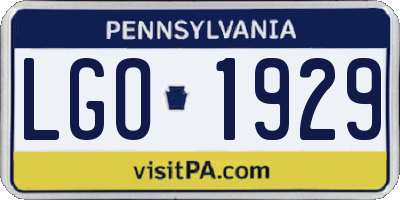 PA license plate LGO1929