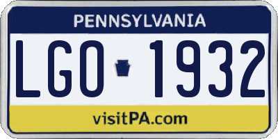 PA license plate LGO1932