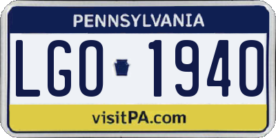 PA license plate LGO1940