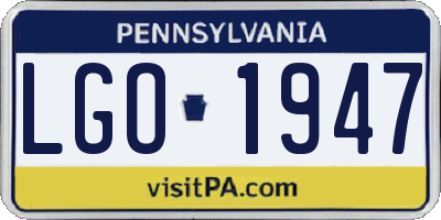 PA license plate LGO1947