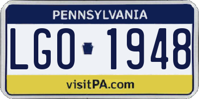 PA license plate LGO1948
