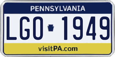 PA license plate LGO1949