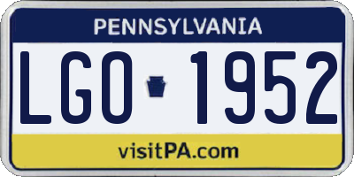 PA license plate LGO1952