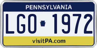 PA license plate LGO1972