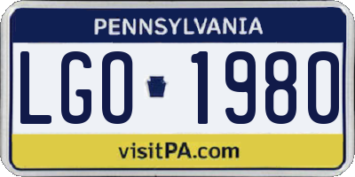 PA license plate LGO1980
