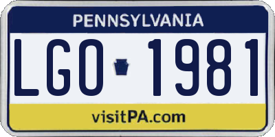 PA license plate LGO1981