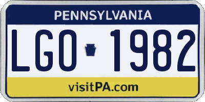 PA license plate LGO1982