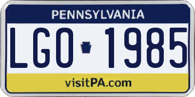 PA license plate LGO1985