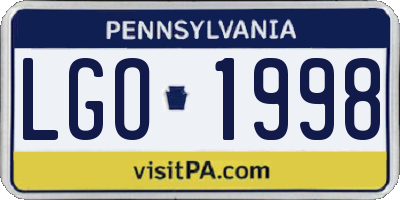 PA license plate LGO1998