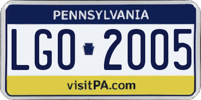 PA license plate LGO2005