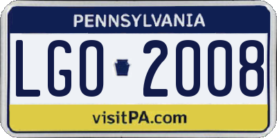 PA license plate LGO2008
