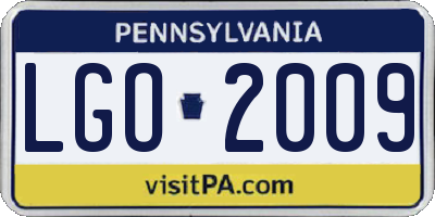 PA license plate LGO2009