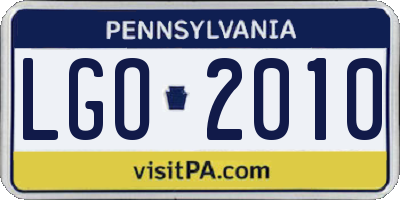 PA license plate LGO2010