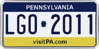 PA license plate LGO2011