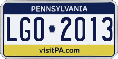 PA license plate LGO2013