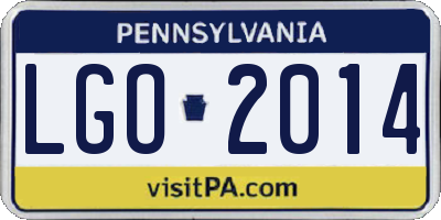 PA license plate LGO2014