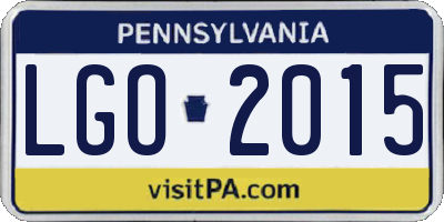 PA license plate LGO2015