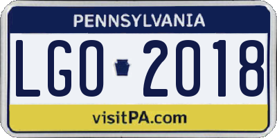 PA license plate LGO2018