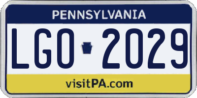 PA license plate LGO2029