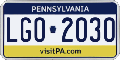 PA license plate LGO2030