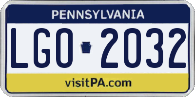 PA license plate LGO2032