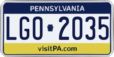PA license plate LGO2035