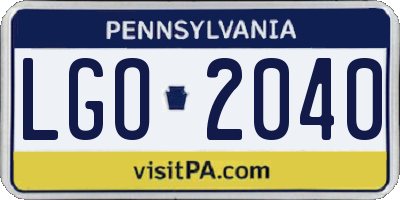 PA license plate LGO2040
