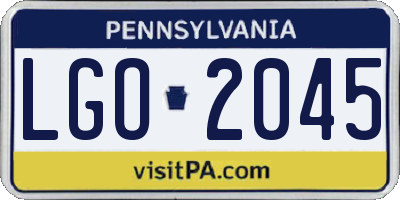 PA license plate LGO2045
