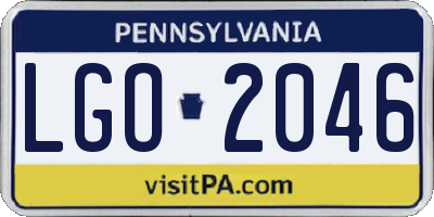 PA license plate LGO2046