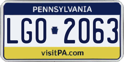 PA license plate LGO2063