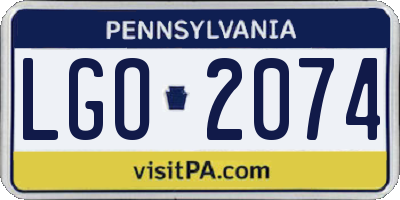 PA license plate LGO2074