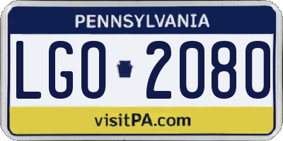 PA license plate LGO2080